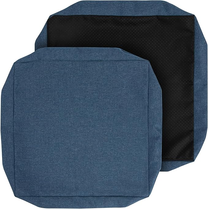 FUNHOME Outdoor Cushion Covers 24 x 24 x 4 inch,Set of 2,Non-Slip Grips Bottom,Replacement Cushion Covers for Garden Patio Furniture Couch Chair,Fade-Resistant Slipcover Only,No Insert(Denim Blue)