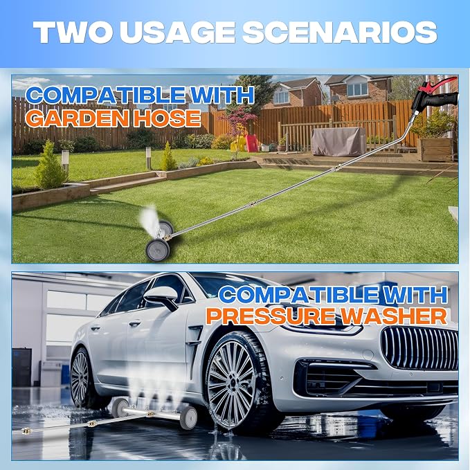 M MINGLE Undercarriage Pressure Washer Attachment, 16 Inch Powerful Under Car Washer with Car Wash Mitt, Low-Clearance Vehicle Compatible, 4000 PSI