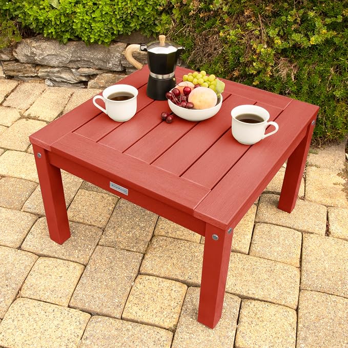 highwood AD-DSST1-RED Adirondack Side Table, Rustic Red