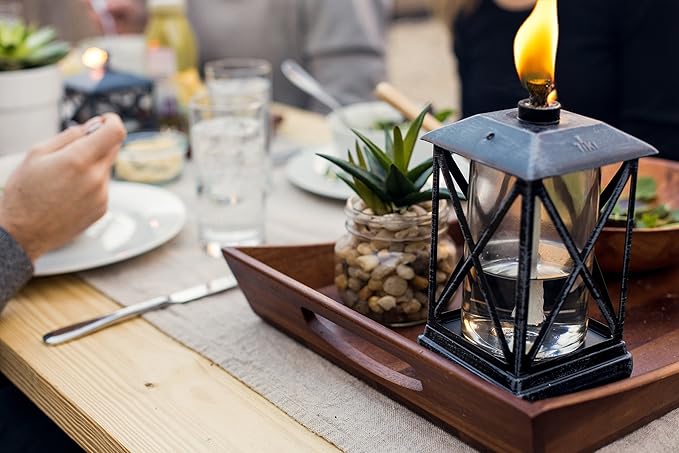 TIKI Brand 1117084 Square Beacon Torch, Metal Outdoor Torch, Decorative Lighting for Patio Lawn Backyard Garden, Metal/Black, 65 in