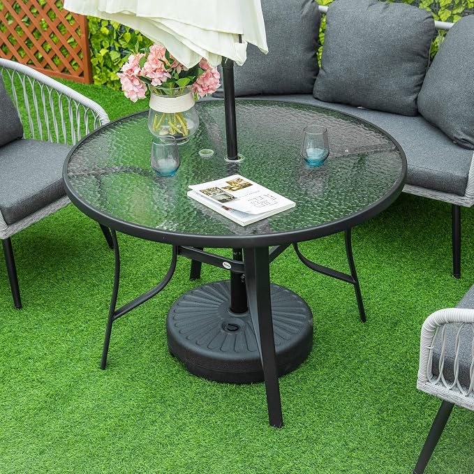 36" Round Glass Table Top with 2 Inch Umbrella Hole, 3/16" Thick Flat Polished Edge Tempered Finished for Patio, and Outdoor Tables, Only Glass (36 inch)