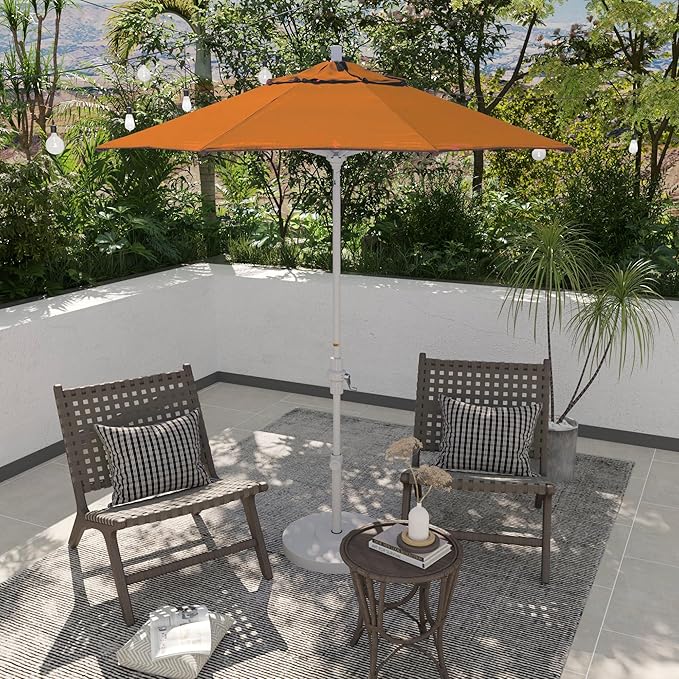 California Umbrella 7.5' Rd. Aluminum Patio Umbrella, Crank Lift, Collar Tilt, White
