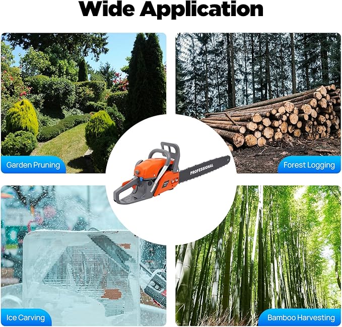 22 Inch Gas Chainsaw, 60CC 3.75HP Gas Power Chain Saw, 2-Stroke Single-Cylinder Chainsaw Gas Powered, Petrol Handheld Gasoline Chainsaws for Tree Pruning, Wood Cutting