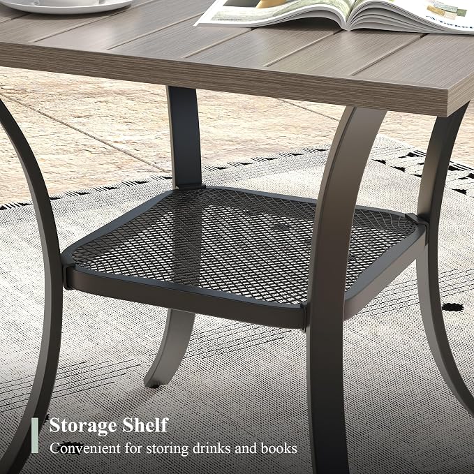 3 Pieces Small Patio Dining Set, Outdoor Furniture of 27.5" Square Small Patio Table and Patio Swivel Chairs for Backyard Lawn Garden, Grey Table and Grey Chairs