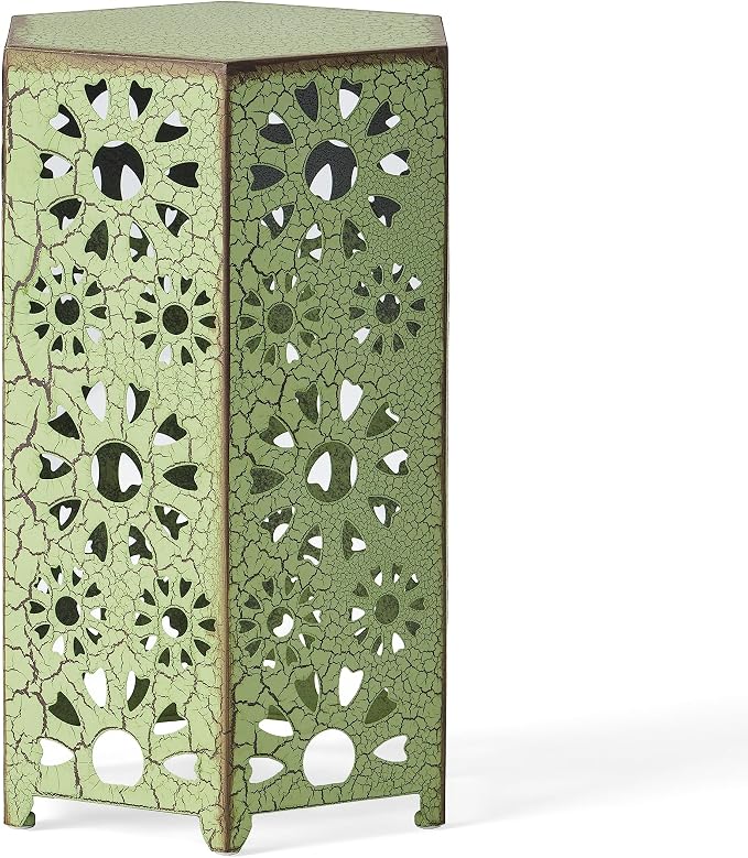 Christopher Knight Home Eliana Outdoor 12" Sunburst Iron Side Table, Crackle Green