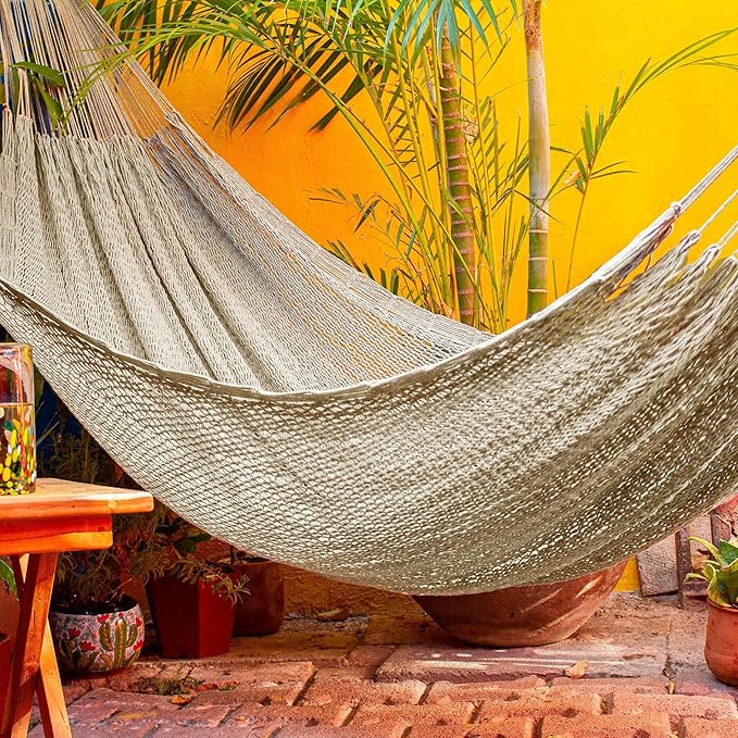Novica Handmade Uxmal Grey Cotton Rope Hammock (Triple)