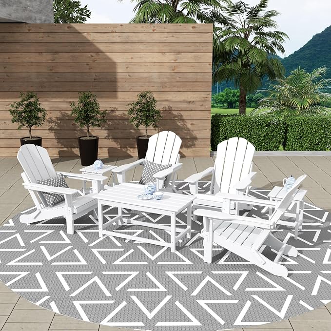 WestinTrends Malibu 3-Piece Set Outdoor Coffee and Side Table for Adirondack Chair, White