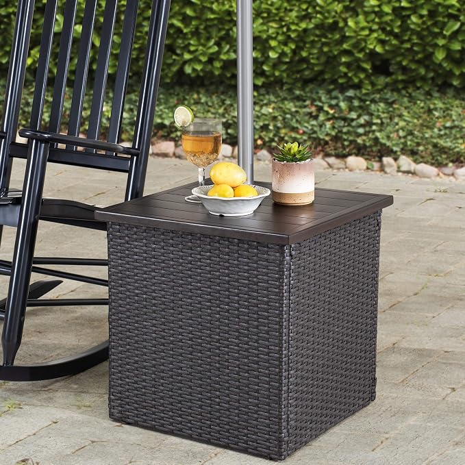 Sunjoy A210000602 Vanessa Combination Umbrella Stand Side Table, Brown