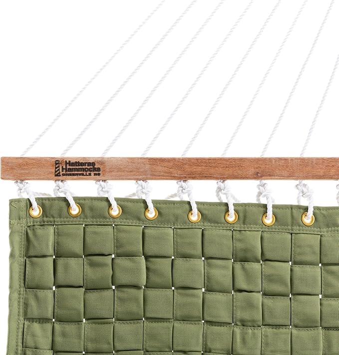 Hatteras Hammocks Light Green Soft Weave Hammock with Free Extension Chains & Tree Hooks, Accommodates 2 People, 450 LB Weight Capacity, 13 ft. x 55 in.