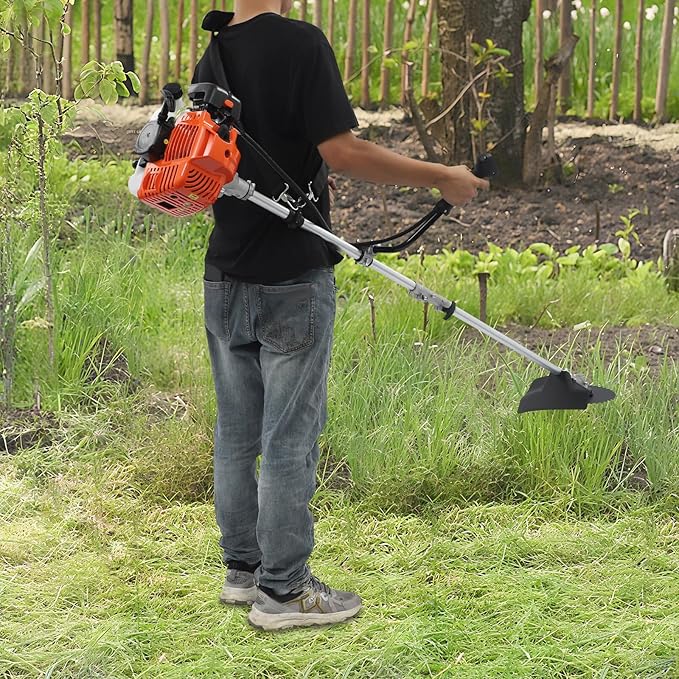 Gas Weed Trimmer, 2-Stroke 42.7cc Gas Powered Weed Eater with 3 Trimming Heads, Multifunction Garden Trimmer Handheld Brush Cutter for Trimming Shrubs, Clearing Weeds