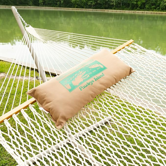 The Original Original Pawleys Island Hammock Shop - Tan Hammock Pillow, Sunbrella Fabric, Hook & Loop Fasteners, Handcrafted in The USA. 34 in x 16 in