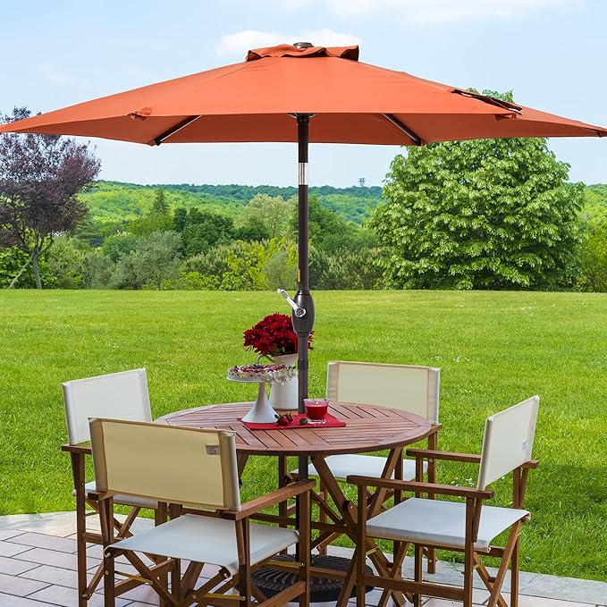 7.5ft Outdoor Umbrella Patio Umbrella,2-Year-Non-Fading,Table Market Patio Umbrella with Push Button Tilt and Crank,for Pool, Deck, Garden,Backyard