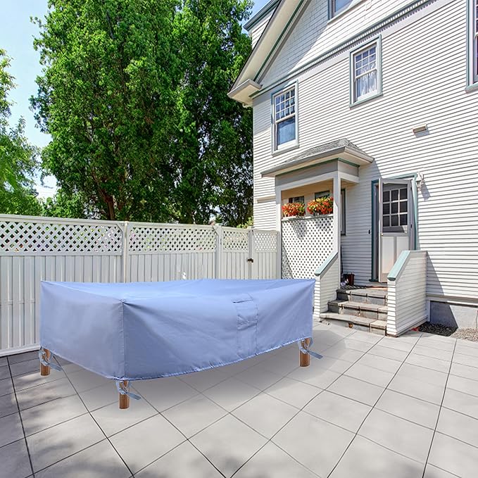 Patio Furniture Cover,Waterproof for Outdoor Dining Table and Chair Cover, Furniture Sofa Set Covers, patio table cover, 108" W x 82" D x 27.5" H Grey