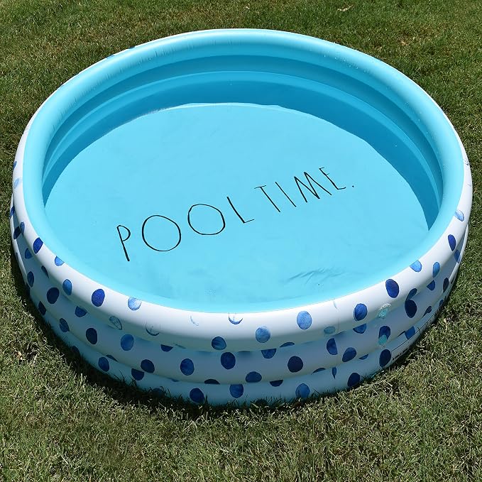 Rae Dunn x CocoNut Float Indigo Polka Dot Mini Pool - Pool Time Theme - Inflatable Swimming Pool for Kids - Great Splash Pool for Backyard, Summer Parties & Swim Events