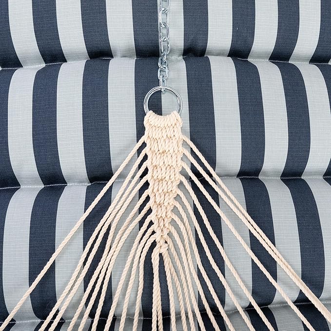 Hatteras Hammocks Expressive Mist Sunbrella Pillowtop Hammock with Free Extension Chains & Tree Hooks, Handcrafted in The USA, Accommodates 2 People, 450 LB Weight Capacity, 13 ft. x 55 in.