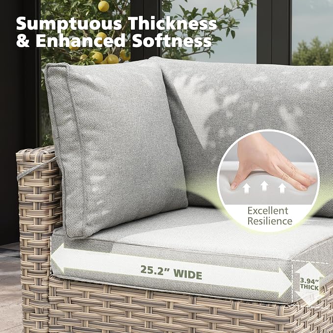 CAODOC Outdoor Sectional Patio Furniture Set,8 Pieces Wicker Conversation Sets L Shaped Couch,Out Door Sofa Outside Furniture with Swivel Chairs,Dark Gray