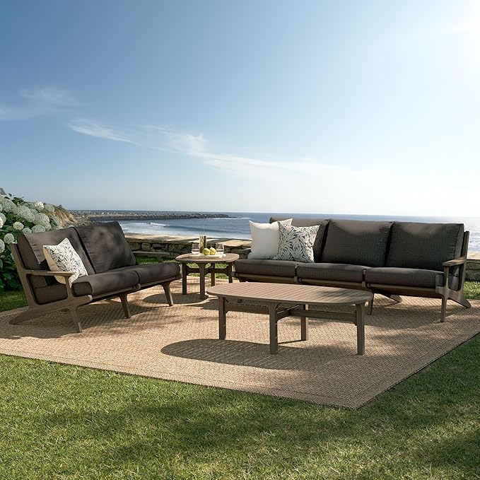 Modway Saratoga 4-Piece Outdoor Furniture Set in Flint Gray - Patio Conversation Set with Sofa, Loveseat, Side Table and Coffee Table