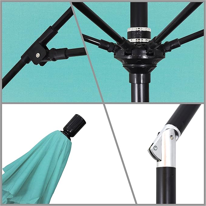 California Umbrella 9' Round Crank Lift, Collar Tilt, Aluminum Pole, Fiberglass Rib Patio Umbrella,