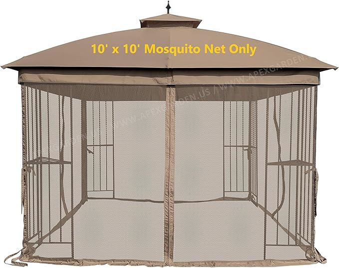 APEX GARDEN Universal 10' x 10' Gazebo Replacement Mosquito Netting (Tan)