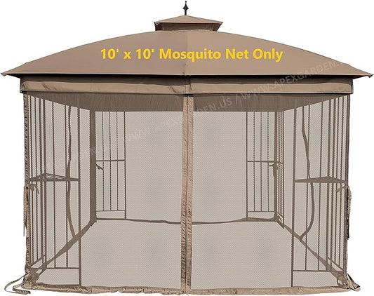 APEX GARDEN Universal 10' x 10' Gazebo Replacement Mosquito Netting (Tan)