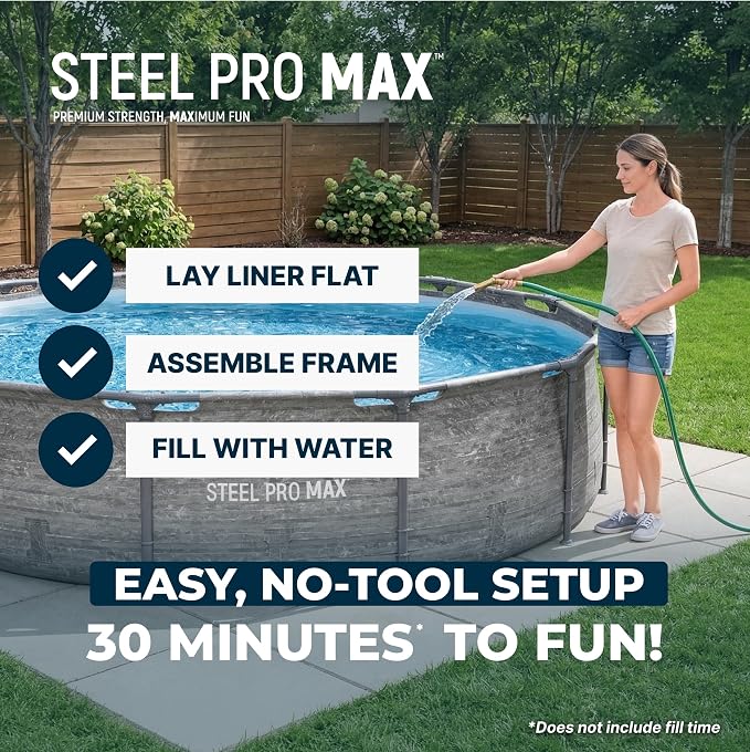 Bestway Steel Pro MAX 12' x 30" Above Ground Pool, Round Metal Frame Outdoor Swimming Pool Set with Filter Pump, Stacked Stone Print