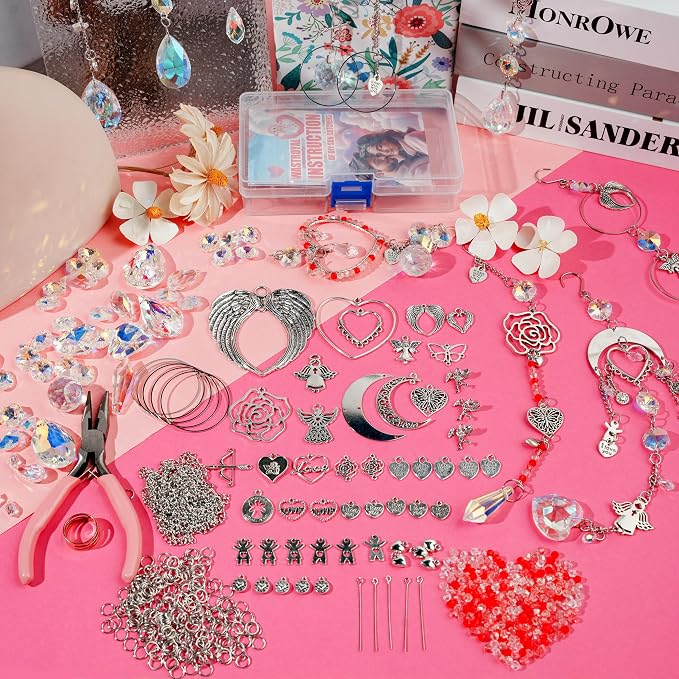 Suncatcher Kits 500PCS DIY Sun Catchers for Adults Home Wedding Decor Gift | DIY Suncatcher, Sun Catchers Craft Kits, Heart Hanging Prism with Crystals, Home Wedding Garden Decor, Favors Gift for Lover