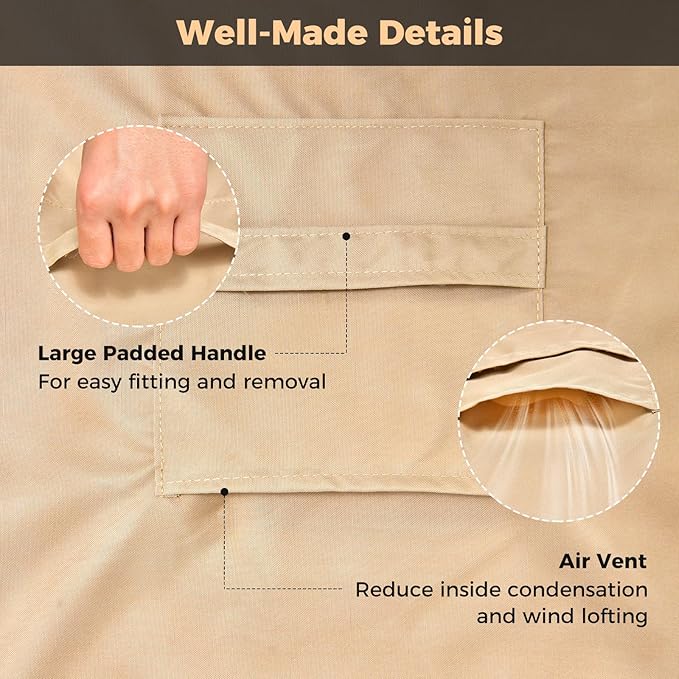 Tangkula 3-Seater Patio Sofa Cover, Waterproof Protective Cover for Outdoor Furniture w/Padded Handle, Click-Close Straps & Air Vent, Heavy Duty Deep Couch Cover w/PU Coating, 77" W x 43" H x 30" H