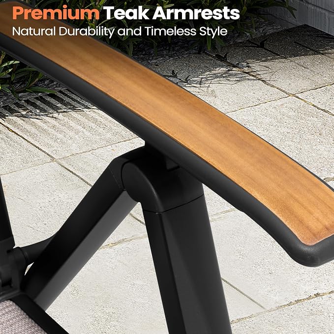 Pellebant 7 Piece Aluminum Outdoor Dining Set for 6 Peron, Expandable Outdoor Dining Table and Foldable Adjustable Backrest Chairs, Weather Resistant Outdoor Furniture Set for Deck, Porch & Backyard