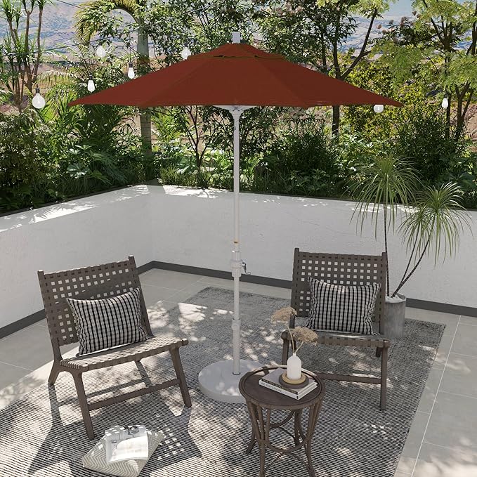 California Umbrella 7.5' Rd. Aluminum Patio Umbrella, Crank Lift, Collar Tilt, White