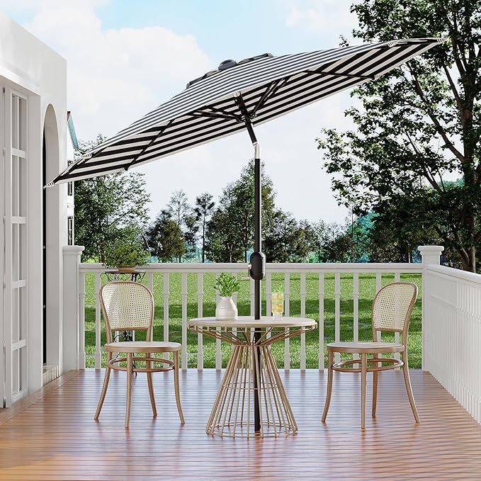 10Ft Patio Umbrella - 8 Sturdy Ribs Outdoor Table Umbrella with Crank Lift & Push Button Tilt - Market Umbrella for Pool, Deck, Yard, Garden - Turquoise