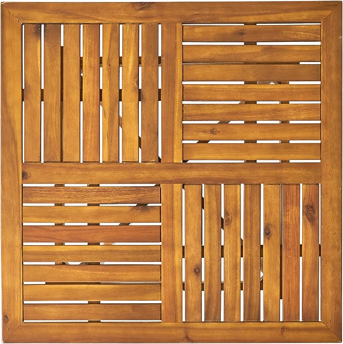 Merax 5 Piece Outdoor Dining Set for 4, Hermosa Acacia Wood Teak Finish Square Table and 4 Chairs with Beige Cushion