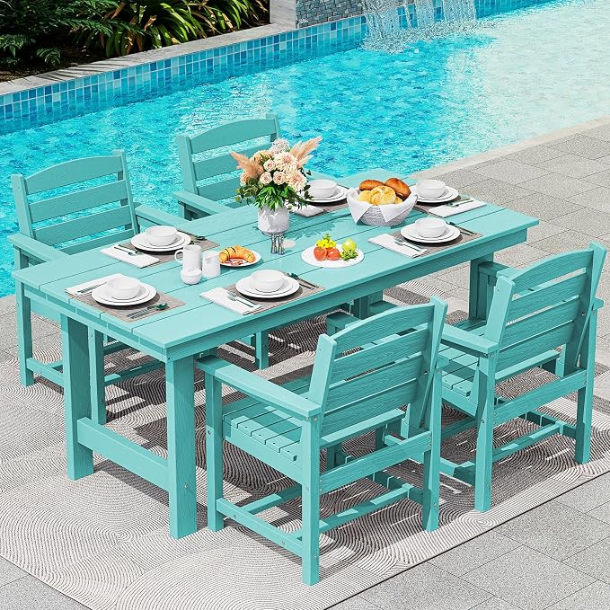 SERWALL Patio Dining Chair Set of 2,All Weather HDPE Dining Chair, Aruba | Outdoor Dining Chairs built to last with 330 lb capacity. Compact 23.4"x23.6"x33.6"H. Weatherproof & easy to clean.