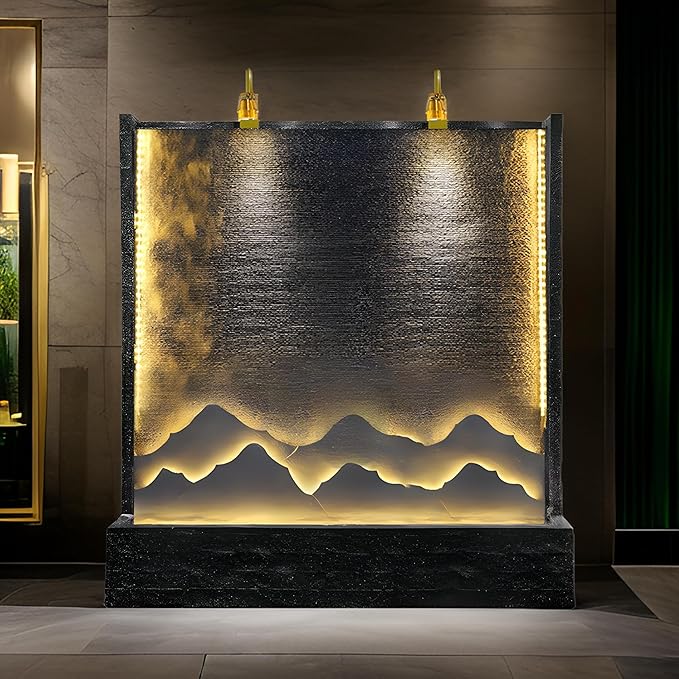 81.9 Inch Cement Concrete Fountain with LED Light for Indoor, Outdoor Decoration, Garden, Balcony, Housewarming Gift, Home Delivery(Middle)
