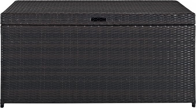 Crosley Furniture Palm Harbor Wicker Outdoor Storage Box for Patio Furniture Cushions and Pool Floats, Brown