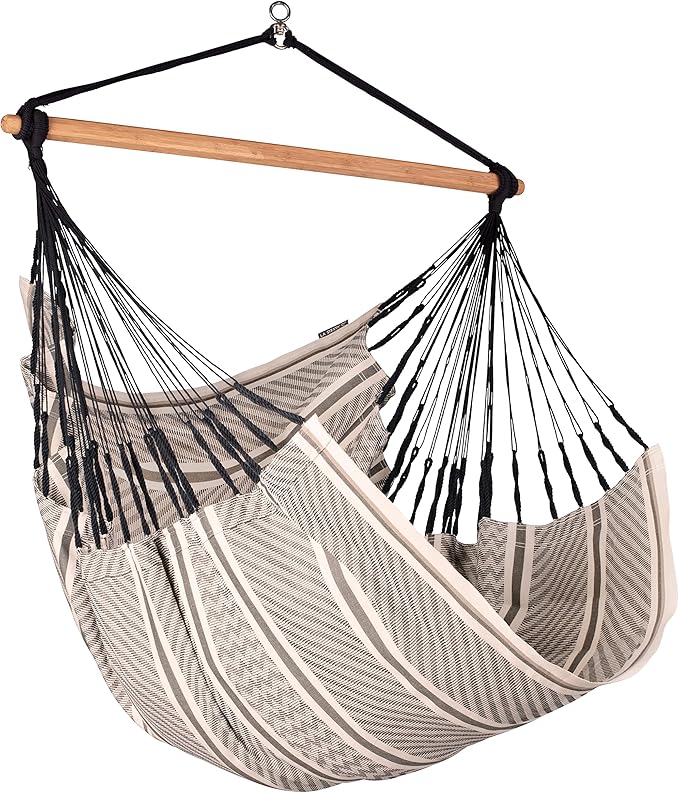 LA SIESTA® Large Comfort Habana Cotton Hammock Chair Swing & Tree Mount Kit - Hammock Swing Chair w/Suspension Kit for Trees Beams & Posts - Indoor Outdoor Hanging Chair for Bedroom Patio - Zebra
