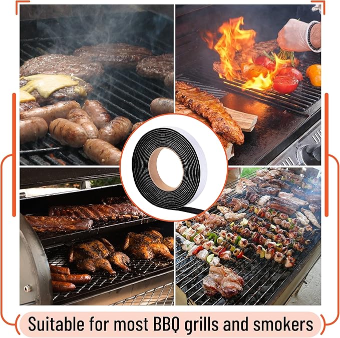 UNCO- Smoker Gasket, 15 FT, 7/8" x 1/8", Smoker Gasket Seal High Temp