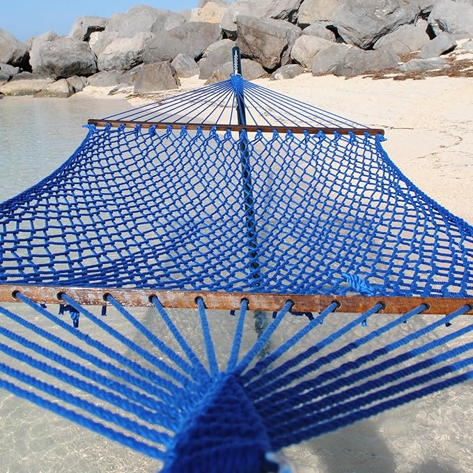 Caribbean Rope Hammock - 55 Inch - Soft-Spun Polyester (Dark Blue)
