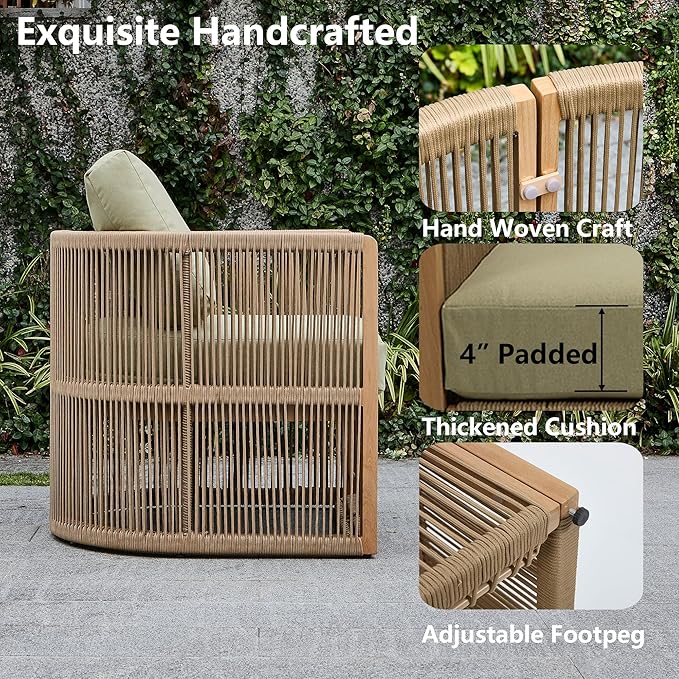 Aluminum Outdoor Dining Chairs, Olefin Rattan Patio Dining Chairs Set of 2, Modern Accent Chair with Highback, All Weather Rust Resist Armchair, Outdoor Patio Sofa Couch for Yard/Garden, Green