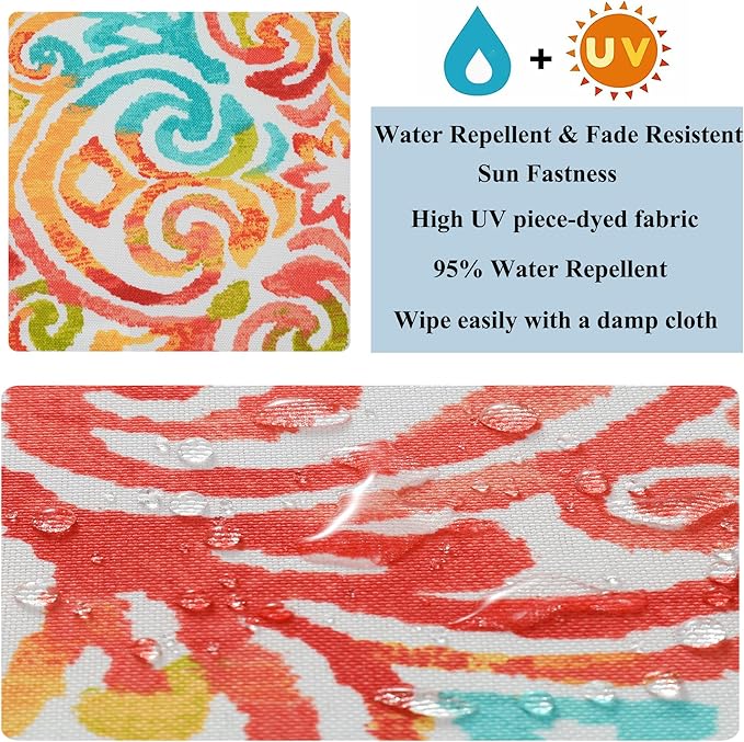 FUNHOME Outdoor Chair Cushion Covers 2 Pack, No Insert! Patio Cushion Covers Replacement 24" x 22" x 4", Water Resistant Chair Cushion Slipcovers, Corinthian Dapple(Covers ONLY)
