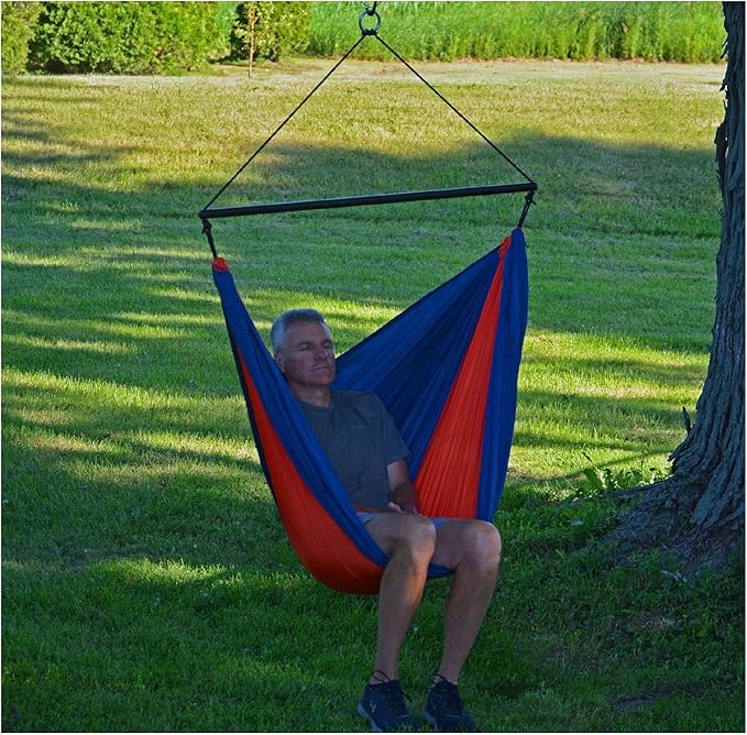 60" Red and Blue Polyester Traveler Hammock Chair