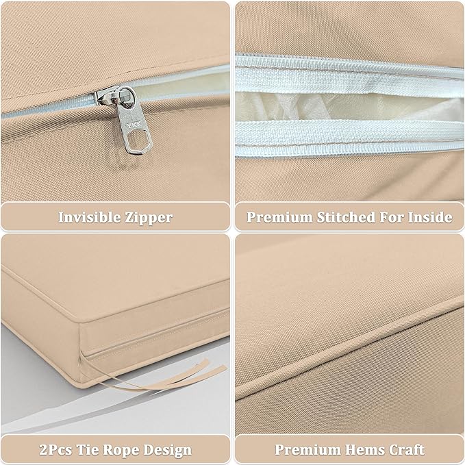 3 Pack Outdoor Patio Seat Cushions Replacement Covers Fit for 4 Pieces 4-Seater Wicker Rattan Patio Conversation Set Loveseat Chair Couch Furniture,36x18x2,18x18x2-Cover Only