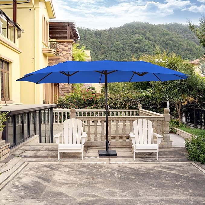 WO Home Furniture Patio Umbrella Twin Double (Extra Long) Outdoor Extra Long Umbrella 15' ft x 9' ft