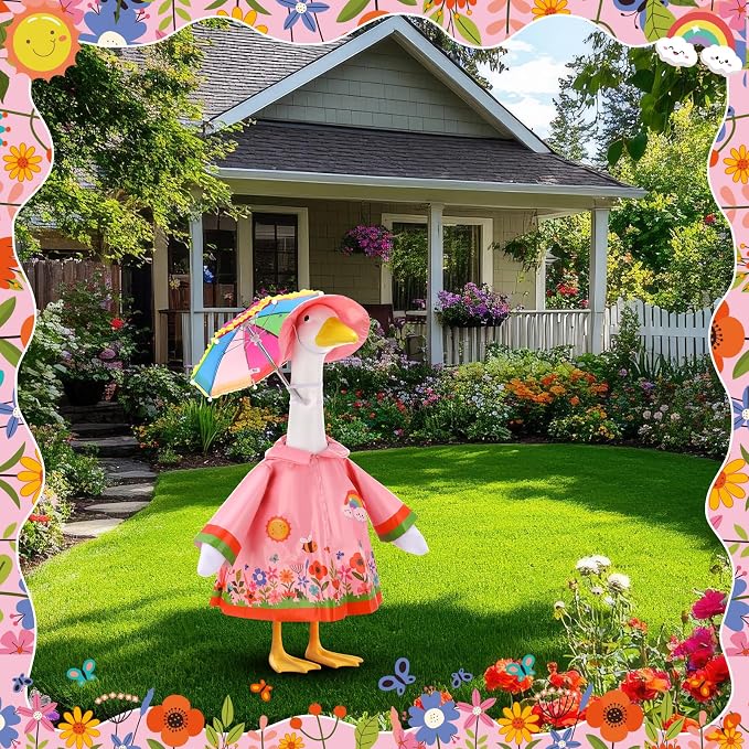 Porch Goose Outfit Summer Hawaiian Fishing Porch Goose Outfit Clothes Costume for 23 In Statue Garden Yard Decor