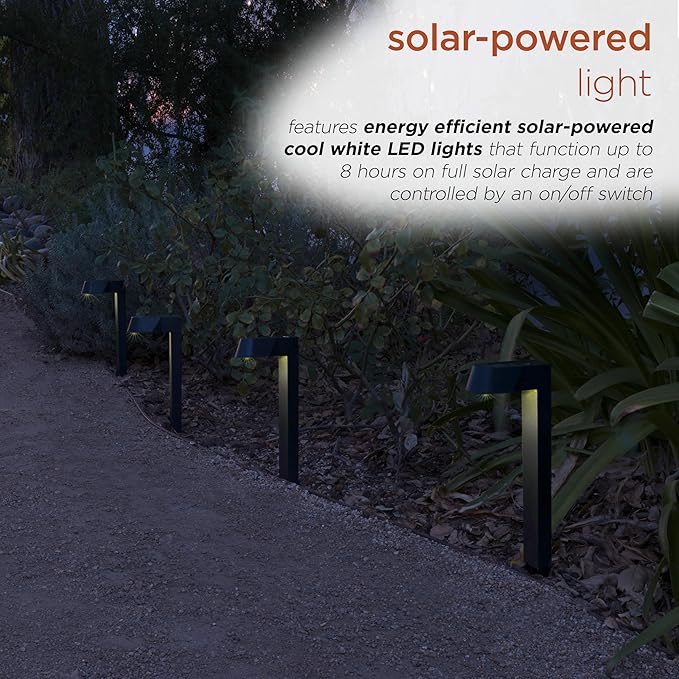 Alpine Corporation Solar-Powered Black Abstract Pathway Lights, 4-Piece (Pack of 2)