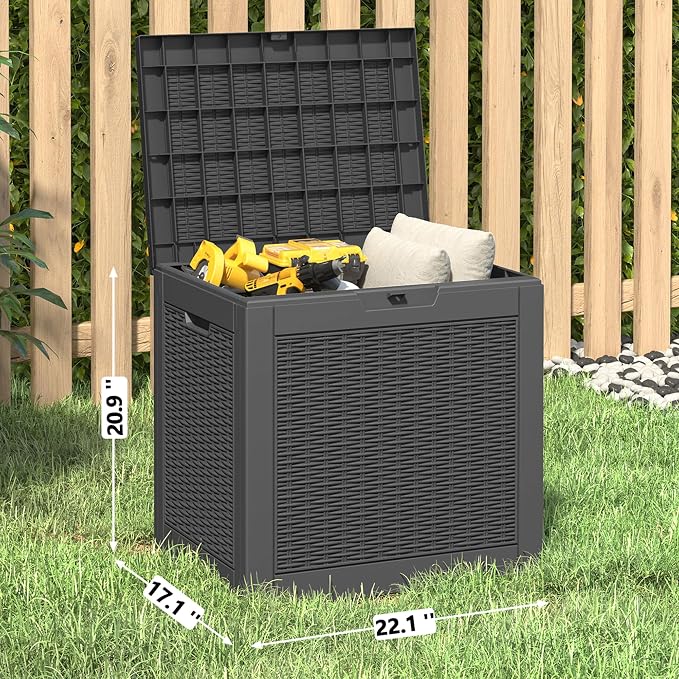 36 Gallon Outdoor Storage Box Resin Deck Box,Waterproof Package Delivery and Storage Box,Furniture Side Table for Patio Furniture Cushions Pool Accessories Porch Garden Tools,Black