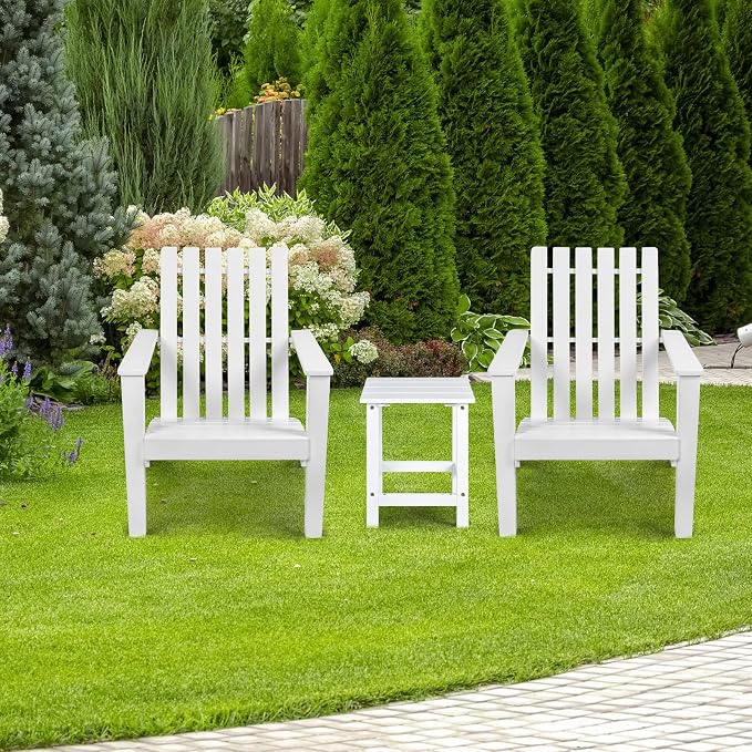Tangkula Square Outdoor Side Table, Adirondack Table, Outdoor Indoor Chairside End Tables, Weather Resistant, Patio Side Table for Lawn Garden Balcony Backyard Living Room (1, White-Square)
