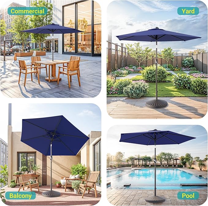 7.5ft Outdoor Umbrella Patio Umbrella with Solar Lights,18 LED Lighted Table Market Outdoor Umbrella, 2-Year-Non-Fading, for Pool, Deck, Garden,Backyard