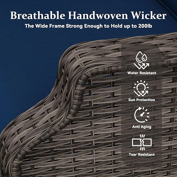 Patio Furniture Set 5 Pieces, Outdoor Wicker Furniture with Coffee Table and Side Table, Modern Rattan Patio Chairs Conversation Sets with Sofa for Garden, Terrace, Porch, Balconies, Lawns