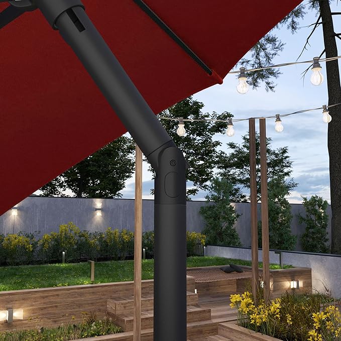 Sunline 7.5 ft Patio Umbrella with Crank & Push Button Tilt, Outdoor Market Umbrella with UV Protection & Wind Vent, Metal Frame for Deck, Pool & Table, Brick
