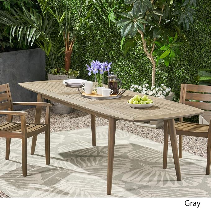 Great Deal Furniture Candance Outdoor Acacia Wood Expandable Dining Table, Gray (309609)
